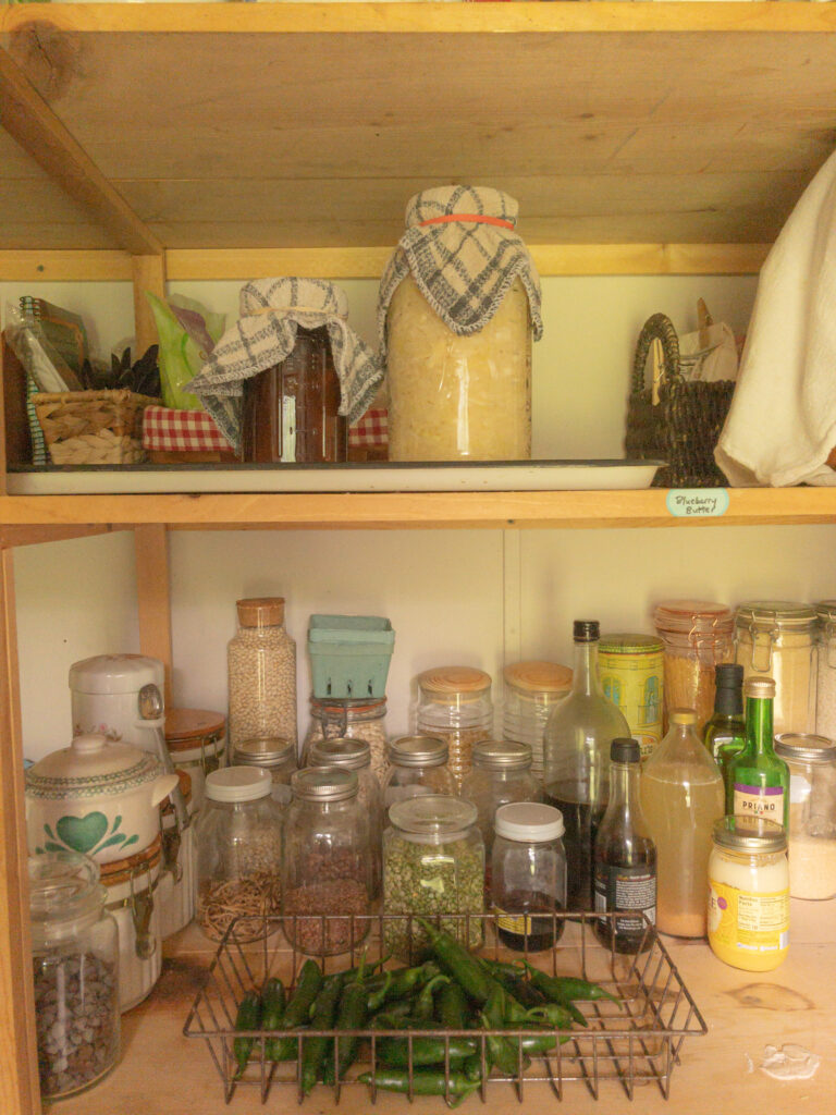 jarred sauerkraut stored in pantry