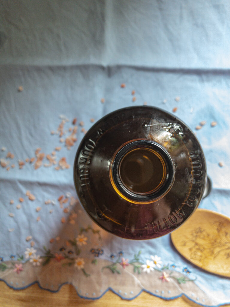 Top view of a bottle of salt mouth rinse
